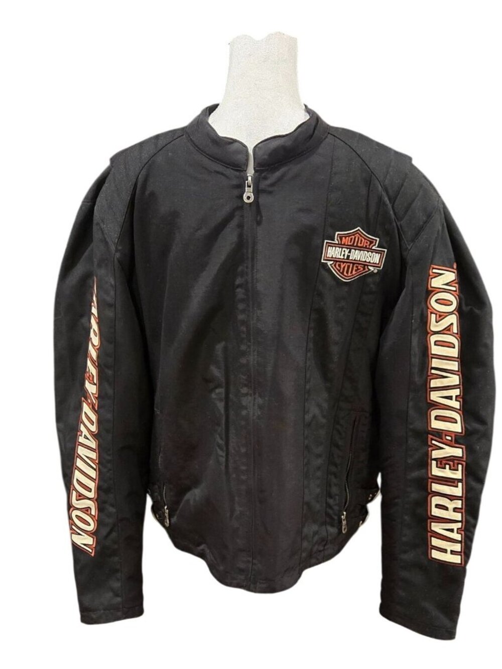 Harley-Davidson Women's Heavyweight Nylon Riding Jacket - Black & Orange - Large